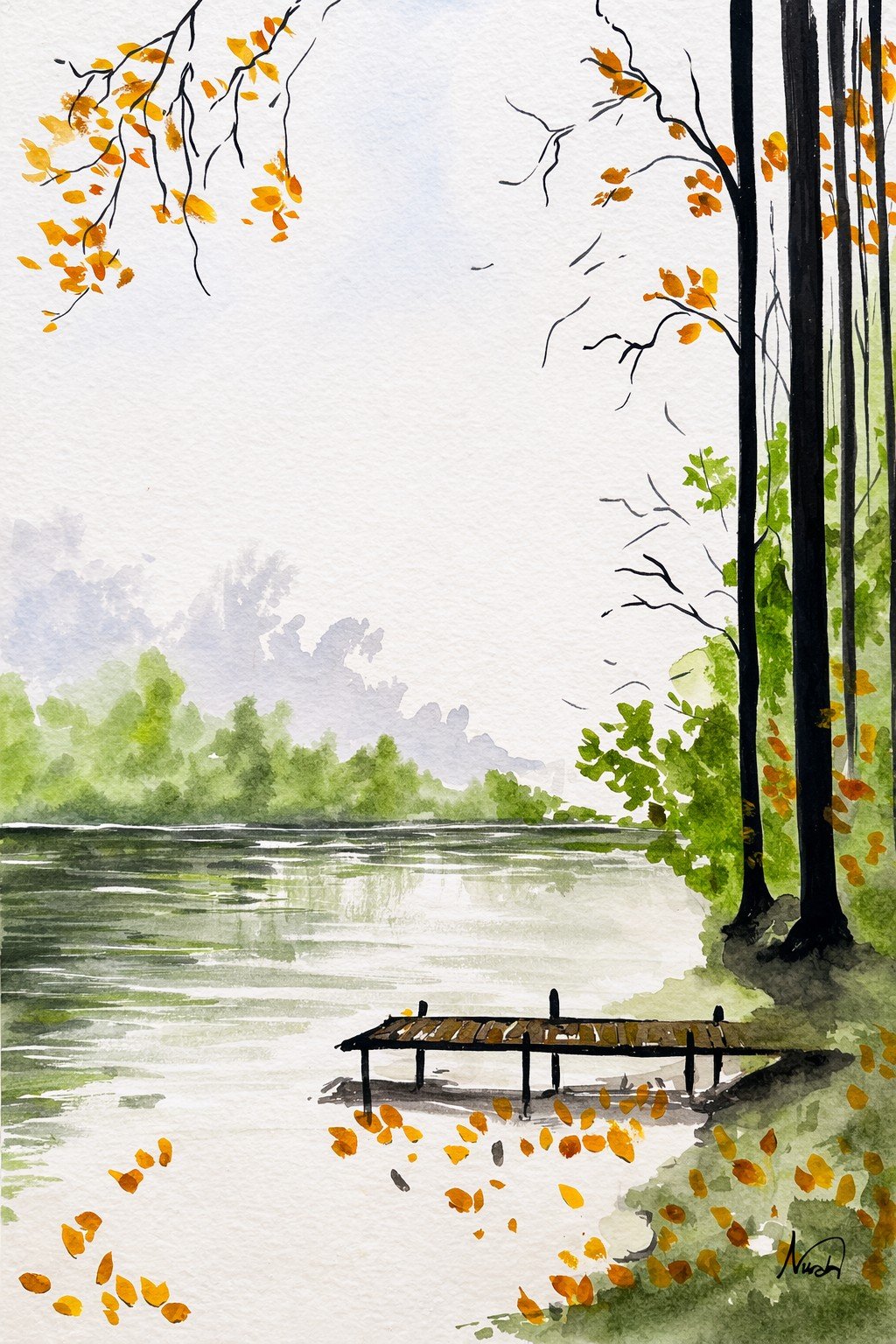 Nurdan Bıçakçı suluboya - akisin kenarinda