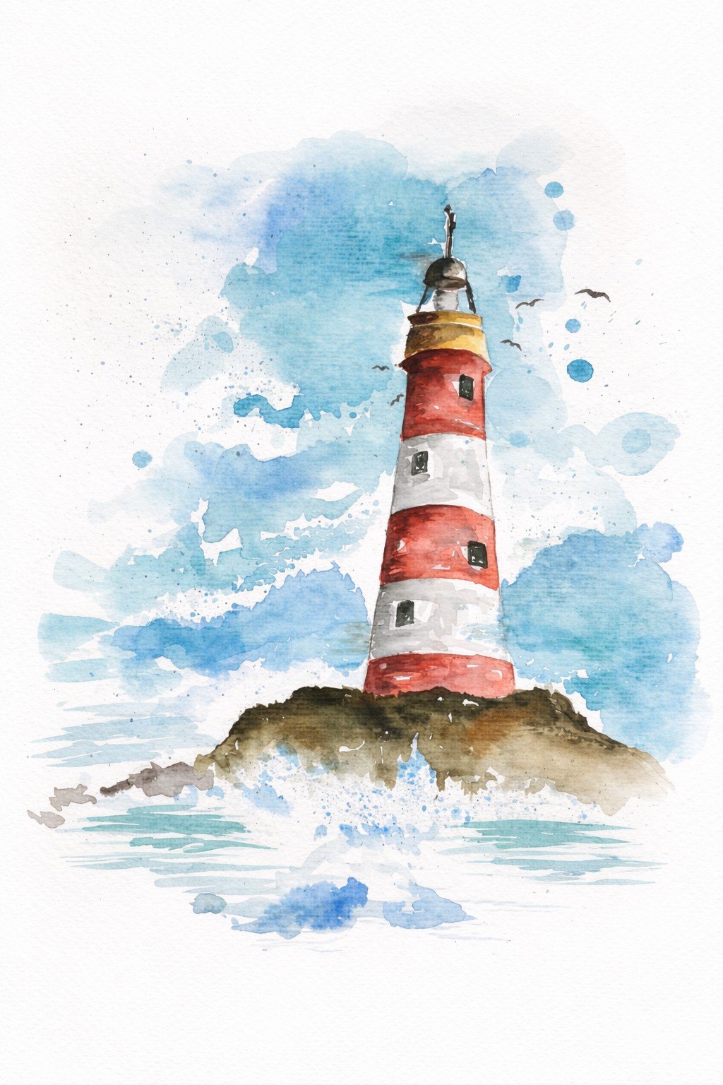 Nurdan Bıçakçı suluboya - deniz feneri